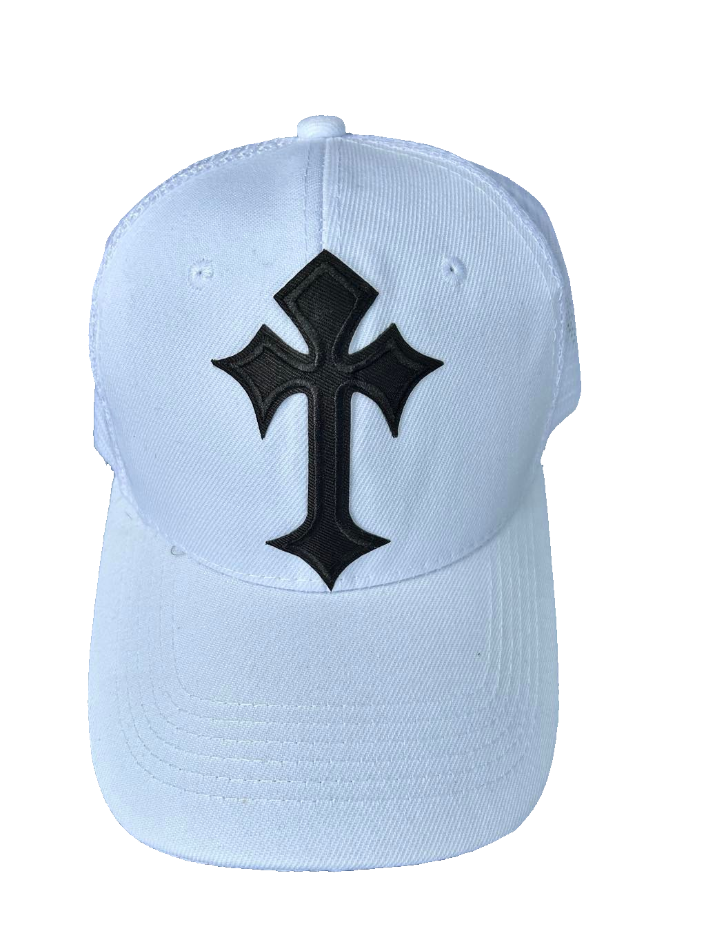 Solid Black Cross White Mesh Hat